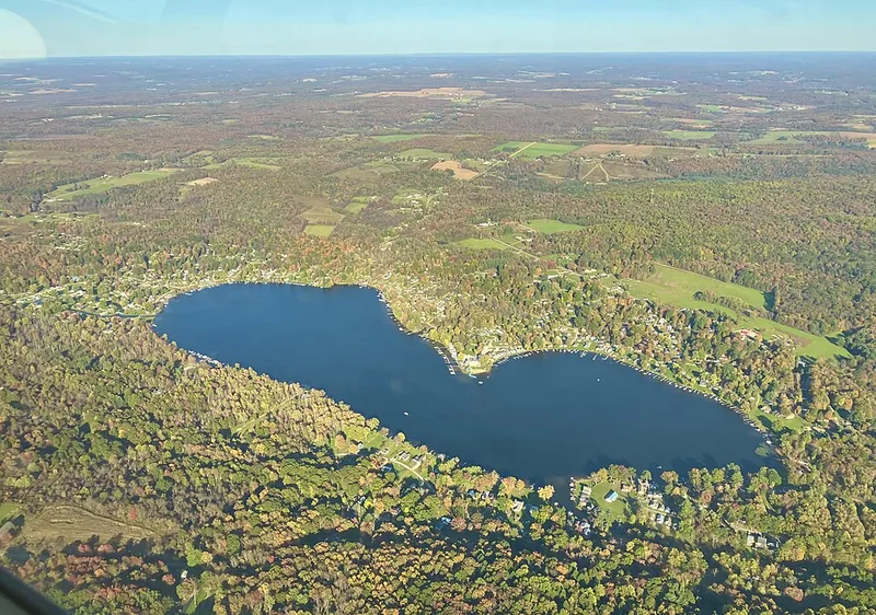 Canadohta Lake, Pennsylvania, USA aerial October 2024
