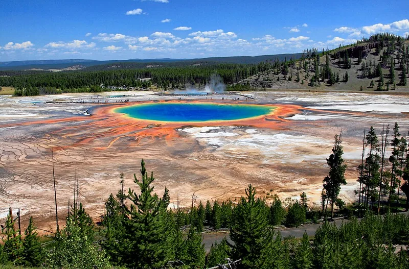 Grand Prismatic Spring at Yellowstone National Park in Wyoming