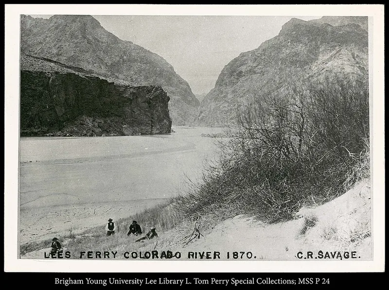 Lees Ferry on the Colorado River, Arizona (historic photo, 1870)