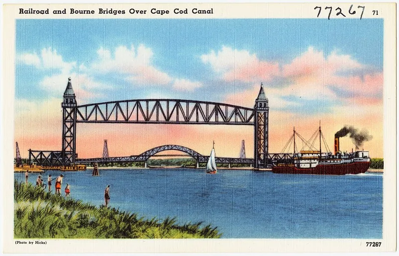 Railroad and Bourne Bridges over Cape Cod Canal, Massachusetts